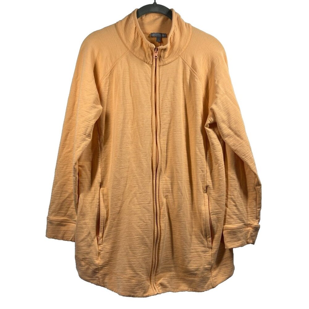T By Talbots Sun Protection UPF 50 Size X Full Zip Jacket Stretch Yellow Pockets